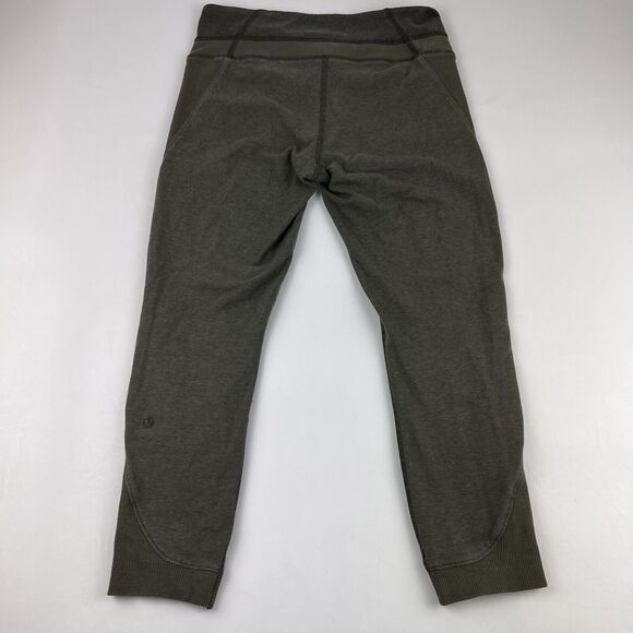 LULULEMON Refine Crop Legging Heathered Fatigue Green Wee Stripe Athleisure Sz 6 - Picture 10 of 11